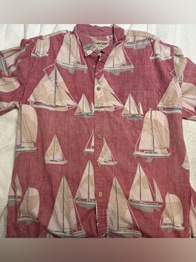 Cooke Street Men’s Red Sailboat Print Button-Up Shirt - Size 2XL